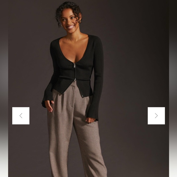 Maeve Zip-Front Cardigan Black Sweater Anthropologie Small gently used looks new - Picture 2 of 4